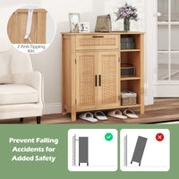 Buffet Sideboard, Storage Cabinet with Rattan Woven Doors