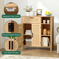Buffet Sideboard, Storage Cabinet with Rattan Woven Doors