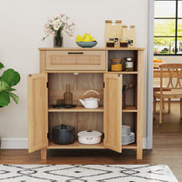 Buffet Sideboard, Storage Cabinet with Rattan Woven Doors