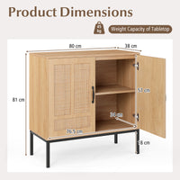 Rattan Storage Cabinet, Accent Cabinet with Asymmetrical Pattern