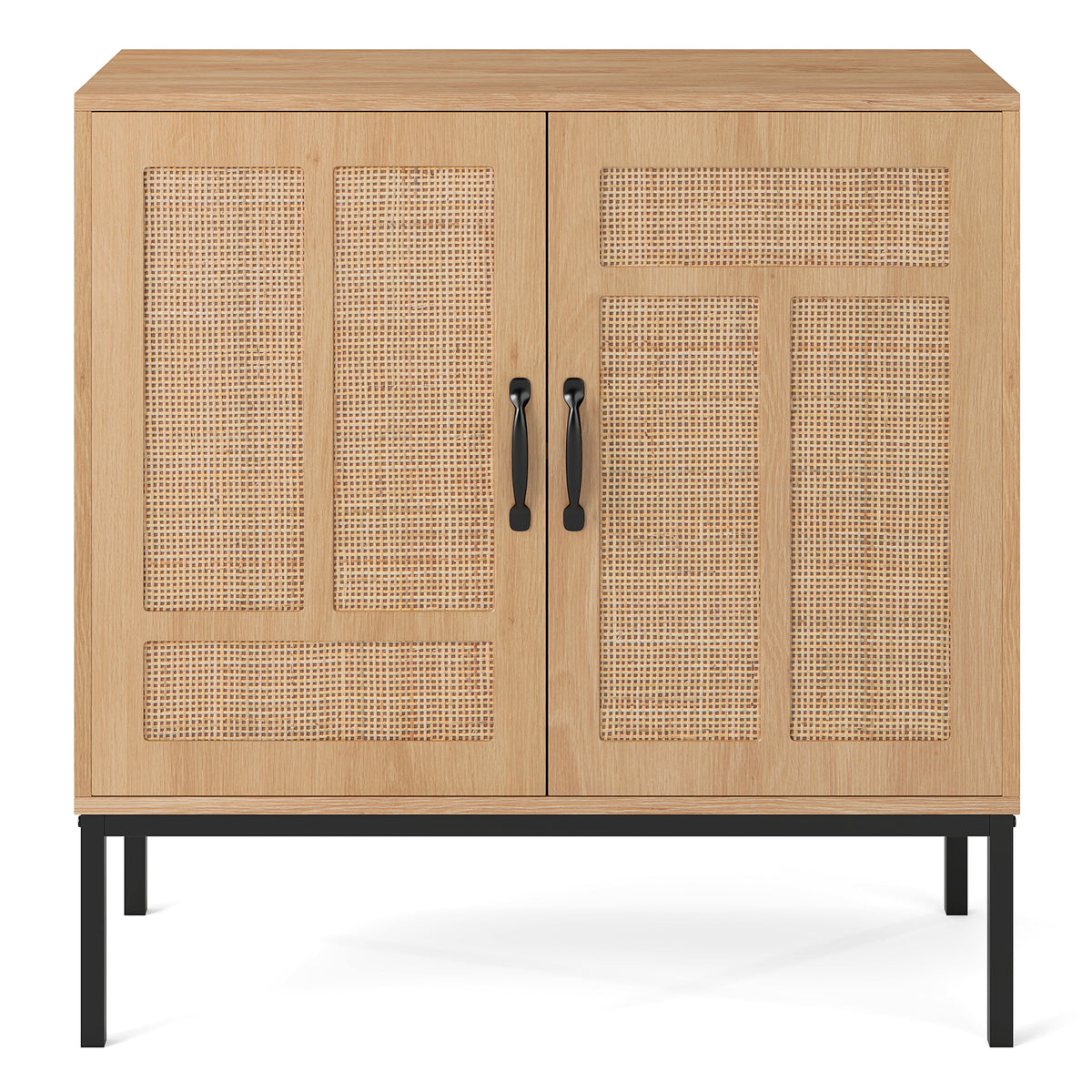 Rattan Storage Cabinet, Accent Cabinet with Asymmetrical Pattern