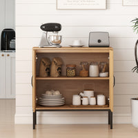 Rattan Storage Cabinet, Accent Cabinet with Asymmetrical Pattern