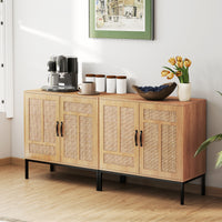 Rattan Storage Cabinet, Accent Cabinet with Asymmetrical Pattern