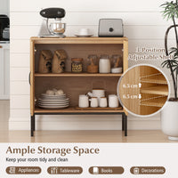 Rattan Storage Cabinet, Accent Cabinet with Asymmetrical Pattern
