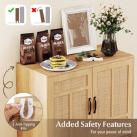 Rattan Storage Cabinet, Accent Cabinet with Asymmetrical Pattern