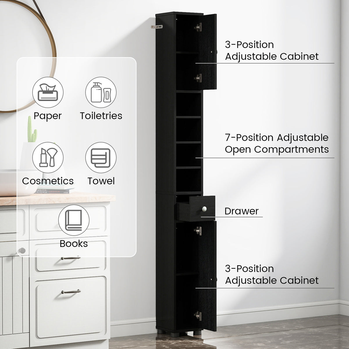 Giantex Slim Bathroom Tall Cabinet