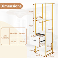 Giantex 5-Tier Bookshelf with Drawer Tall Narrow Bookcase with Shelves Storage Organizer