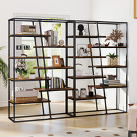 180 cm Tall Bookshelf, 7-Tier Industrial Etagere Bookcase
