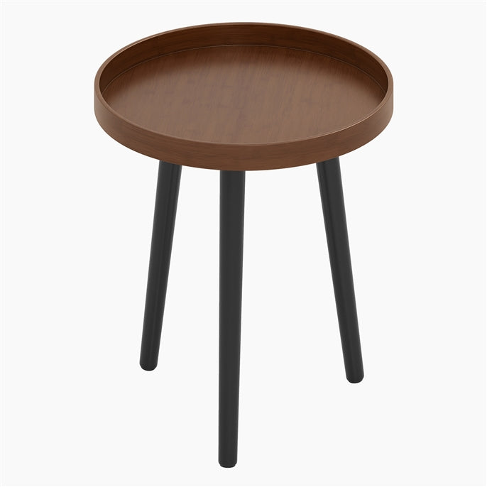 Giantex Round Side Table, End Table w/Wooden Tray
