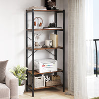 Giantex 5-Tier Bookshelf Bookcase with Metal Frame & Dual Anti-Tipping Kits Storage Rack