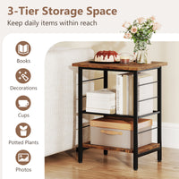 3-Tier End Table Set of 2, Side Table with Storage Shelves