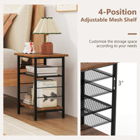 3-Tier End Table Set of 2, Side Table with Storage Shelves