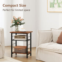 3-Tier End Table Set of 2, Side Table with Storage Shelves