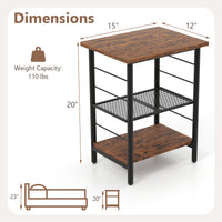 3-Tier End Table Set of 2, Side Table with Storage Shelves