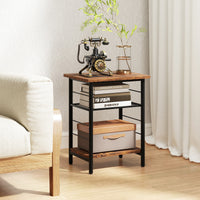 3-Tier End Table Set of 2, Side Table with Storage Shelves