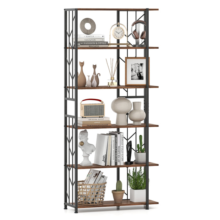 6-Tier Bookshelf Modern Geometric Bookcase