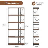 6-Tier Bookshelf Modern Geometric Bookcase