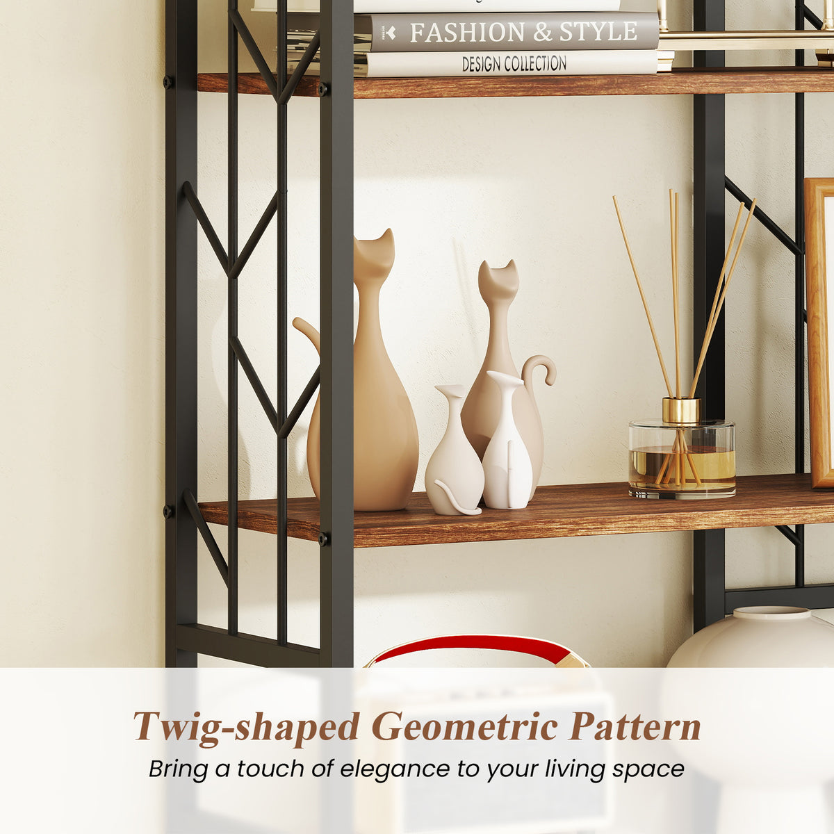 6-Tier Bookshelf Modern Geometric Bookcase