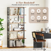 6-Tier Bookshelf Modern Geometric Bookcase
