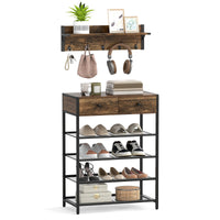 Coat Rack Shoe Stand Set 5-Tier Shoe Rack with Wall-Mounted Coat Rack