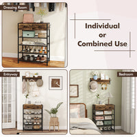Coat Rack Shoe Stand Set 5-Tier Shoe Rack with Wall-Mounted Coat Rack