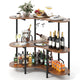 Bar Unit for Liquor, 3 Tier Corner Bar Table with Wine Glasses Holder