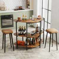 Bar Unit for Liquor, 3 Tier Corner Bar Table with Wine Glasses Holder