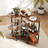 Bar Unit for Liquor, 3 Tier Corner Bar Table with Wine Glasses Holder