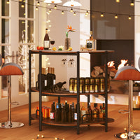 Bar Unit for Liquor, 3 Tier Corner Bar Table with Wine Glasses Holder