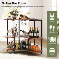 Bar Unit for Liquor, 3 Tier Corner Bar Table with Wine Glasses Holder