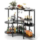Bar Unit for Liquor, 3 Tier Corner Bar Table with Wine Glasses Holder