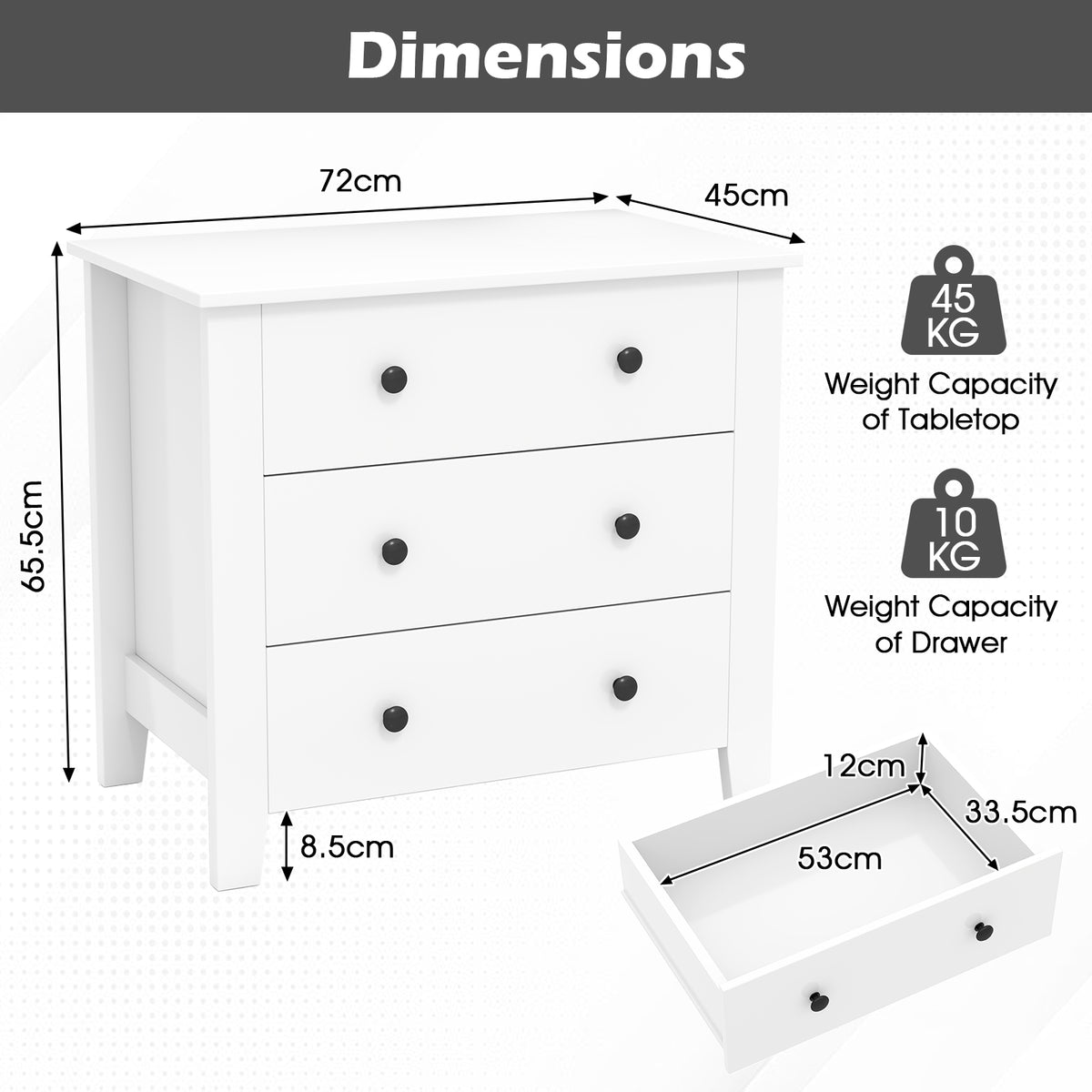 Giantex Drawer Chest with 3 Drawers