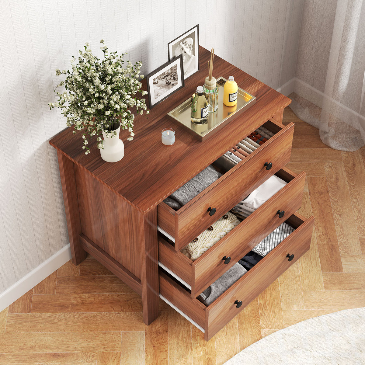 3-Drawer Dresser, Wide Chest of Drawers