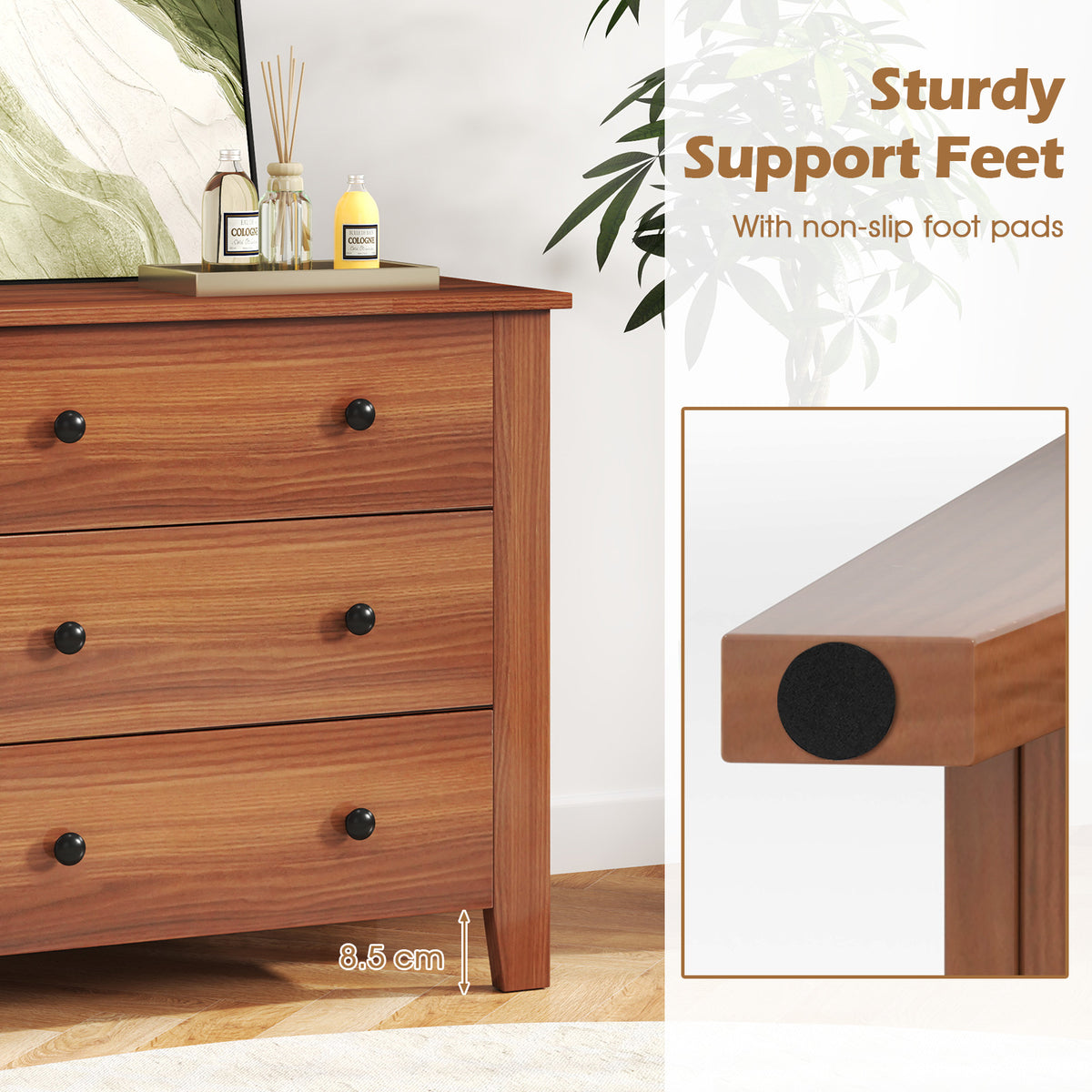 3-Drawer Dresser, Wide Chest of Drawers