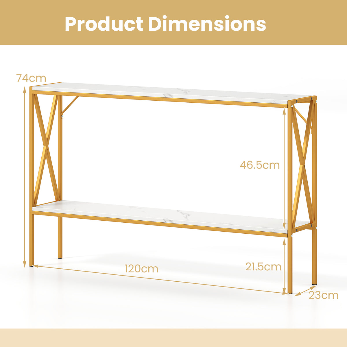 Narrow Console Table, 2-Tier Entryway Table with Storage