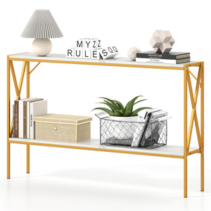 Narrow Console Table, 2-Tier Entryway Table with Storage