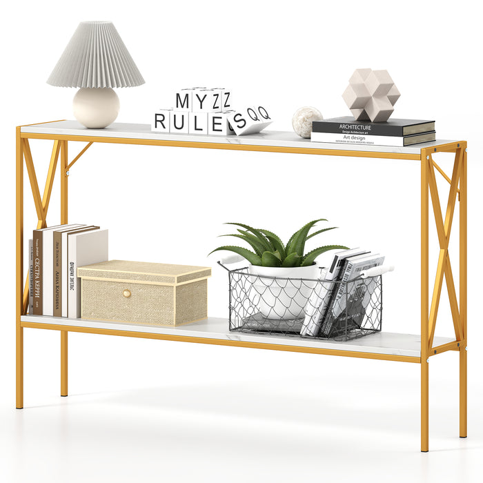 Narrow Console Table, 2-Tier Entryway Table with Storage