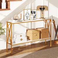 Narrow Console Table, 2-Tier Entryway Table with Storage