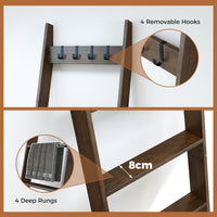 5-Tier Blanket Ladder, 148cm Bamboo Decorative Ladder Shelf