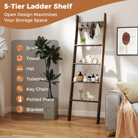 5-Tier Blanket Ladder, 148cm Bamboo Decorative Ladder Shelf
