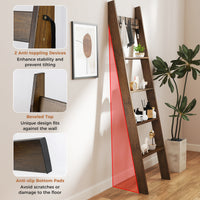 5-Tier Blanket Ladder, 148cm Bamboo Decorative Ladder Shelf