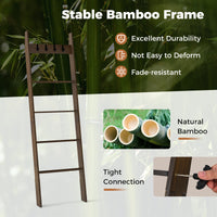 5-Tier Blanket Ladder, 148cm Bamboo Decorative Ladder Shelf