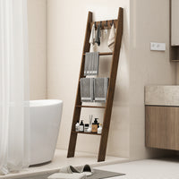 5-Tier Blanket Ladder, 148cm Bamboo Decorative Ladder Shelf