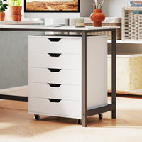 5-Drawer File Cabinet, Side Cabinet File Pedestal w/ 4 Castors