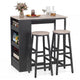 Giantex 3PCS Bar Table Set, Industrial Counter Height Table Set with 2 Bar Stools, Wooden Kitchen Dining Table Kit w/ 3-tier Side Shelf
