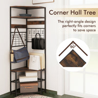 Giantex 5-Tier Corner Hall Tree Coat Rack Entryway Shoes Shelf Organizer w/Storage Bench