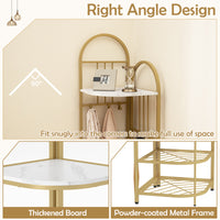 Corner Hall Tree, 4-Tier Coat Rack w/ Shoe Storage Bench