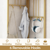 Corner Hall Tree, 4-Tier Coat Rack w/ Shoe Storage Bench