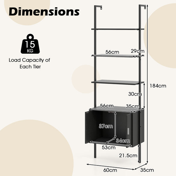 5 Tier Tall Bookshelf Wall Mount Ladder Bookcase