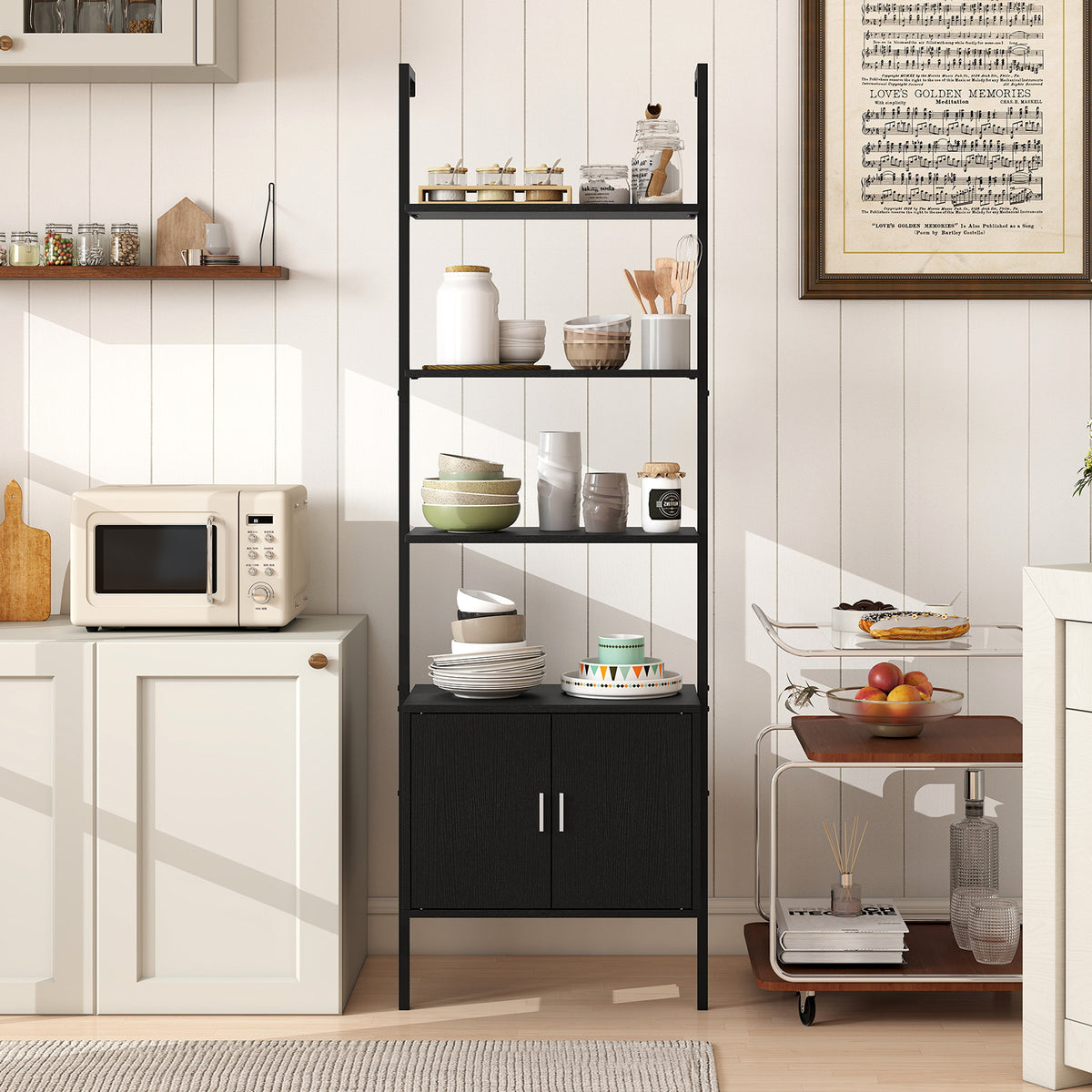 5 Tier Tall Bookshelf Wall Mount Ladder Bookcase